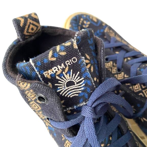 Farm Rio Black and Blue Macaw Forest Flatform High Top Sneaker in Size EU 40 - Picture 8 of 11